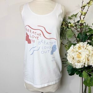 Yoga With Adriene graphic organic cotton tank top white | 14 M/L